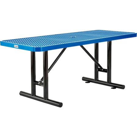 GLOBAL INDUSTRIAL 6' Rectangular Expanded Metal Outdoor Table, Blue 277560BL